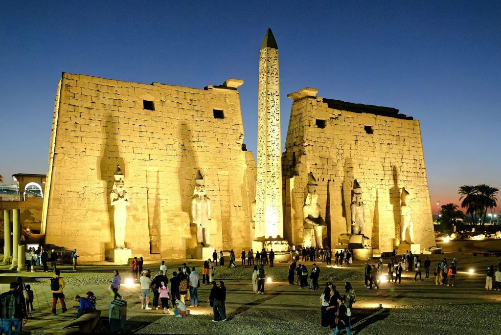 Luxor Temple illuminated at night